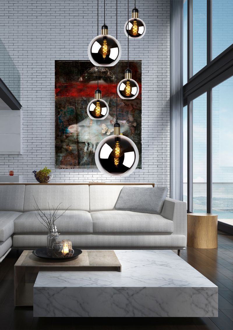 Lucide JULIUS - Závesné svietidlo - 5xE27 - Smoke Grey